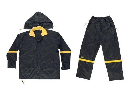 CLC R103L 3 Piece Deluxe Nylon Rain Suit, Black, Medium