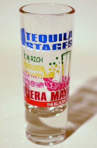 Riviera Maya Mexico Souvenir 4 Tequila Stages Collectible Shooter Shot Glass