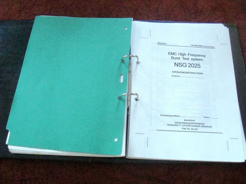 Schaffner NSG2025 Operating and Maintenance Manual - English &amp; German Versions