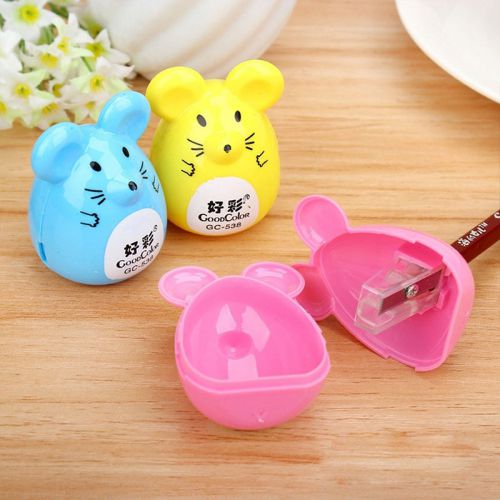 Penknife Gift Set of 4 Pcs Lovely Cartoon Mouse Design Plastic Pencil Sharpener