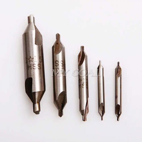 5 Pcs HSS Combined Center Drills Countersinks 60° Degree Angle Bit Tip Set Tools