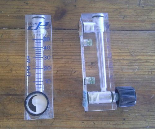Cole Palmer ACRYLIC 0-50 LPM AIR Valved Variable Area FLOW METER ADJUSTABLE