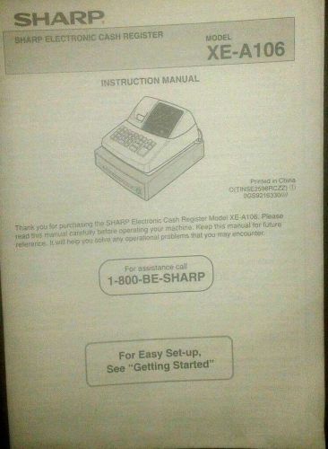 SHARP ELECTRONIC CASH REGISTER XE-A106 English INSTRUCTION Manual ONLY