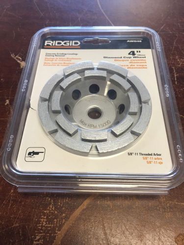 New - ridgid awd40 4&#034; double row diamond cup grinding wheel 15000 rpm max for sale