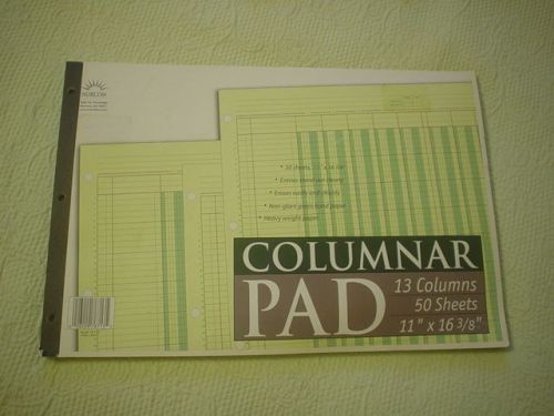 2 Norcom 13 column pads - each 50 pages 11&#034; x 16-3/8&#034;