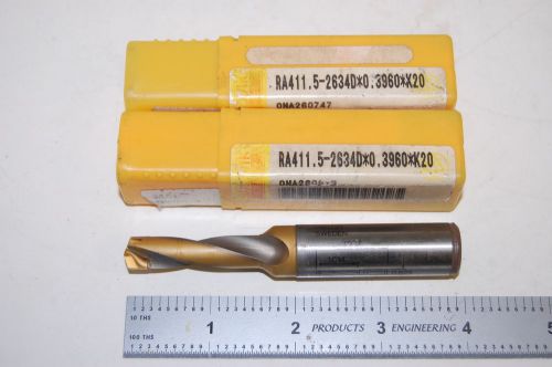 (2) NIB Sandvik Coromant RA411.5-2634D 0.3960 K20 Brazed Carbide Coolant Drills