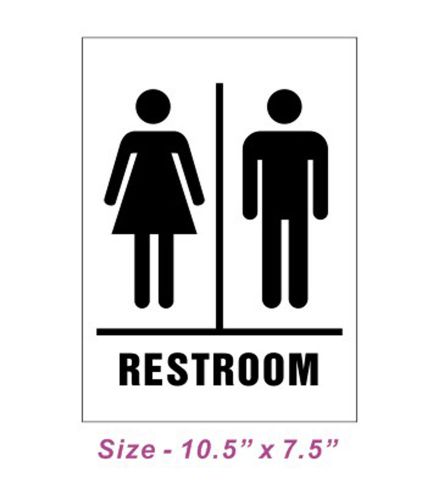 New plastic gender neutral restroom sign 10.5&#034; x 7.5&#034; -- black/white for sale