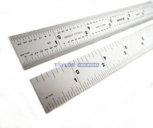 Shinwa 12&#034; Rigid Zero Glare 4R Machinist Rule Ruler 1/8, 1/16, 1/32, 1/64 3001C