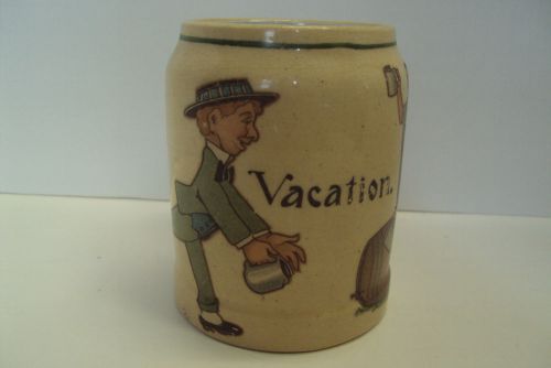 Buffalo Pottery Beer Mugs  4&#034;  VACATION- RARE-