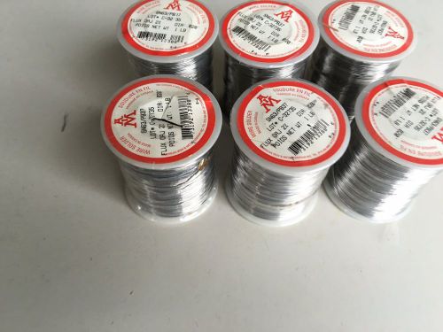 LOT OF 6 ROLLS WIRE SOLDER SN63 PB37 FLUX 2% DIA .020 6 LB.