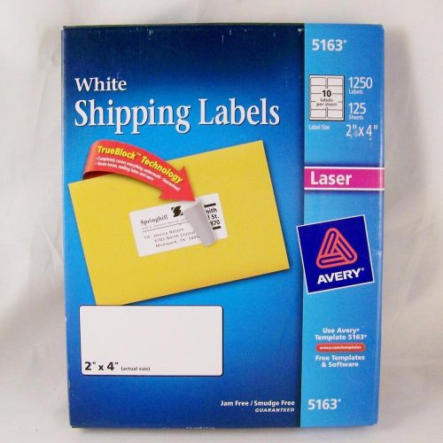 1250 Avery White Shipping Labels 2&#034; x 4&#034; Mailing 5163 Laser TrueBlock 125 Sheets