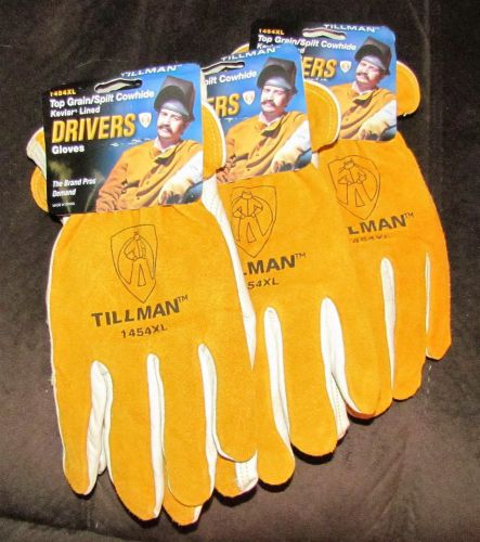 3 pair TILLMAN 1454XL KEVLAR (Cut Resistant) LINED DRIVERS GLOVES - 3 PAIR NEW