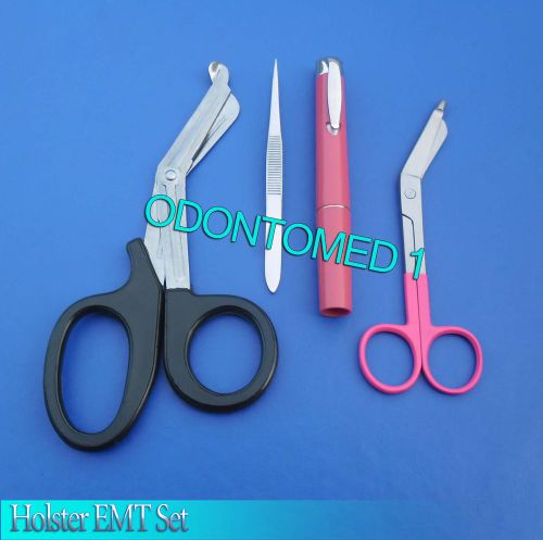 Colormed Holster Set Black EMT Diagnostic Red Pen+Magenta Lister Bandage Scissor