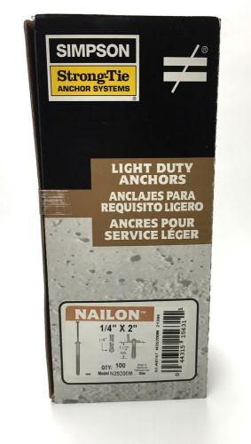 Simpson strong-tie n25200m nylon 1/4&#034; by 2&#034; mushroom head nailon, 100 per box for sale