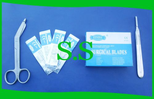 1 SCALPEL HANDLE #4 + 1 BANDAGE 5.5&#034; + 100 BLADES #24