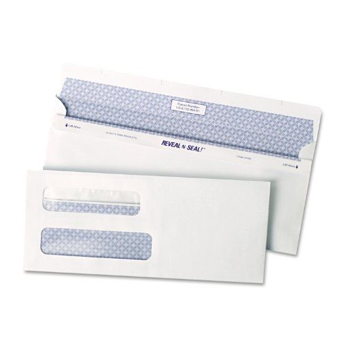 Quality Park #8 Reveal-N-Seal Double Window Envelope, 3.6 inches x 8.6 inches,
