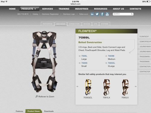 FallTech 7089L Flow Full Body Harness large