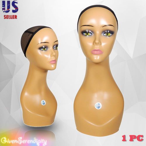 Realistic Plastic Female MANNEQUIN head lifesize display wig hat 18&#034; C1