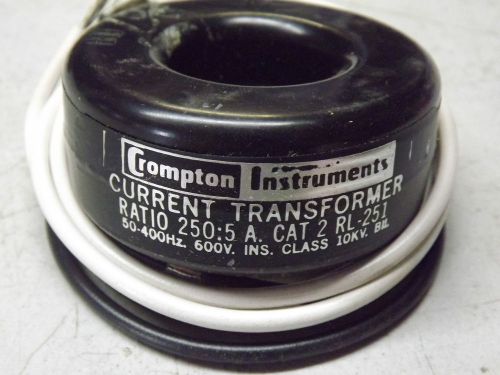 Crompton Current Transformer RATIO 250:5 A CAT 2RL-251 600V Meter NEW Surplus