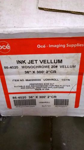 OCE 20#  Ink Jet Vellum Monochrome 36&#034; x 300&#039;, 2&#034; CR