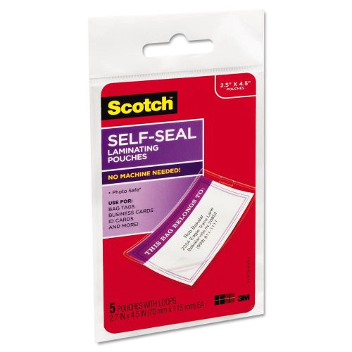 Scotch Clear Self-Seal Laminating Pouches 2.8x4.5 Business Card ID Bag Tag 12.5m