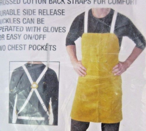 30&#034; High Quality Heavy Duty Split Leather Welding Bib Apron with Pockets New