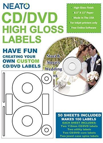 Neato NEATO Blank High Gloss CD DVD Labels - CLP-192372 - 100 Labels (50 Sheets)