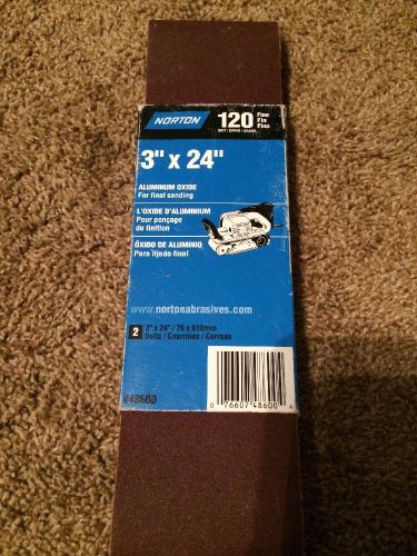 Usa norton 3&#034; x 24&#034; sanding belts 120 grit fine aluminum oxide belt sander for sale