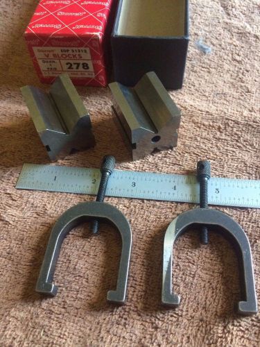 V-BLOCK SET STARRETT VINTAGE #278 w/clamps TOOLMAKER INSPECTION GRINDER