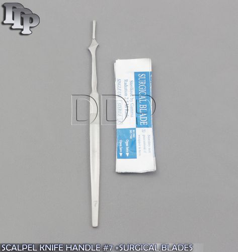 NEW STAINLESS STEEL SCALPEL KNIFE HANDLE #7 + 20 SURGICAL STERILE BLADES #15