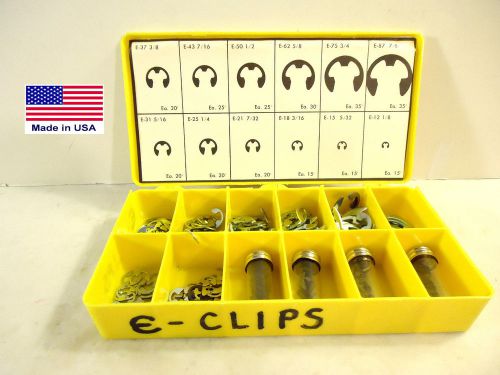 Vintage 1974 E Clip Assortment, 12 Different Sizes, SAE Sizes, Zinc Plated, New.