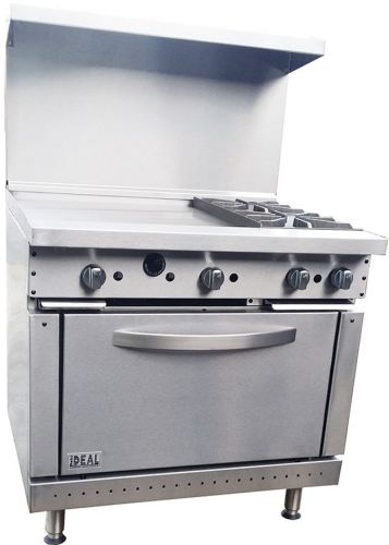 New Commercial 36&#034; Combination Range with 2 Burners &amp; 24&#034; Griddle. Made in USA.