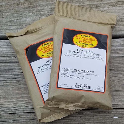 AC LEGG&#039;S OLD PLANTATION HOT PORK SAUSAGE SEASONING BLEND #109, 2 PACKS