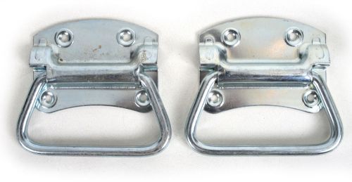 (2) Pair of Heavy Duty Zinc DROP-PULL HANDLES - Trunk Ammo/Tool Box Chest (NOS)