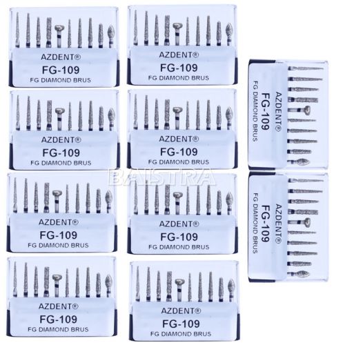 10X Dental Diamond Burs Set for Porcelain Preparation Repair Kit 10PC/Kit AZDENT