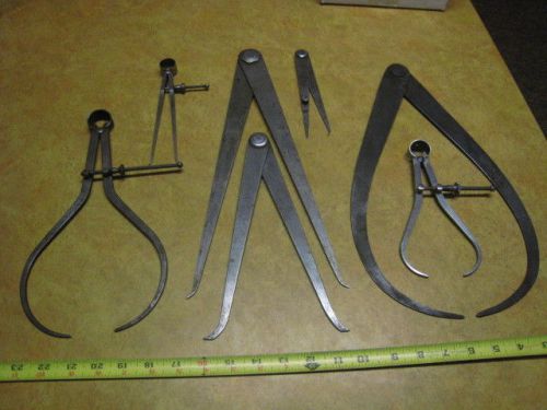 7 VINTAGE MACHINIST CALIPER TOOLS 14 Inch &amp; Smaller MOST STARRETT TOOLS USA NICE