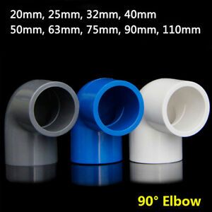 PVC Plastic Pipe Fittings 90° Elbow Adhesive Connector Sleeve Coupling 20-110mm