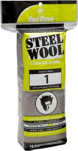 Red Devil 0314 Steel Wool, 1 Medium, (Pack of 16) , Gray 16 Pads, Gray