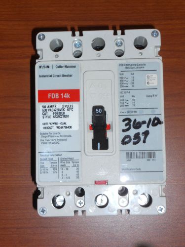 Cutler-hammer fdb-14k circuit breaker 600-vac, 3-poles, 50-amp - new! for sale