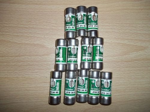 LOTS 12 PCS. USED LITTLEFUSE JTD 30,25,5 ID CLASS J TIME DELAY LIMITING FUSE