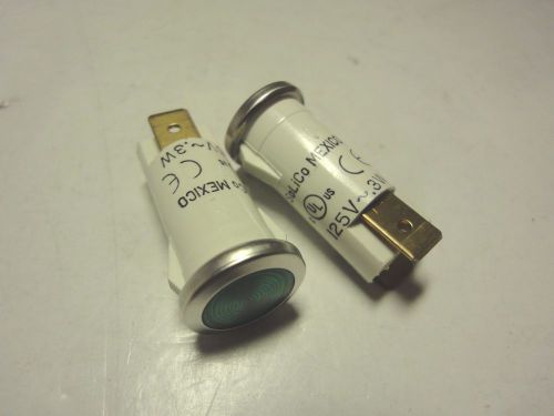 Solico 125V .3W Green Round Indicator Light Lot of 2 (Pcs)