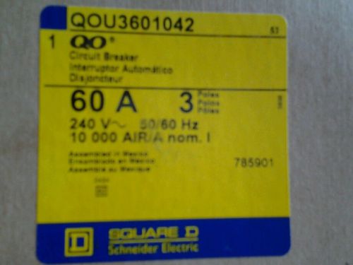 Square d qou3601042 circuit breaker 60a 3 poles 240v 785901