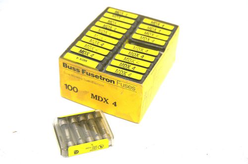 100 NEW BUSSMANN FUSETRON MDX-4 FUSES MDX4