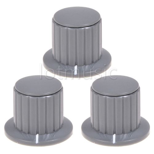 3pcs Plastic Grey Top Screw Tighten Control Knob 25mmDx18mmH for 6mm Shaft