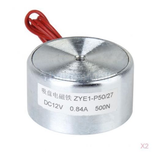 2x 12V Electric Lifting Magnet Solenoid Electromagnet Lift Holding Force 500N