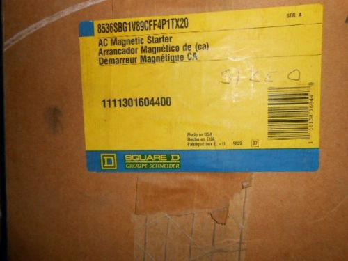 SQUARE D MOTOR STARTER 8536-SBG1 Size-0 8536SBG1V89CFF4P1TX20