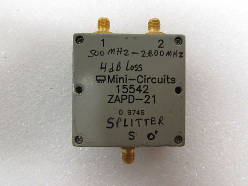 MINI-CIRCUITS ZAPD-21 COAXIAL POWER SPLITTER COMBINER 2 WAY 50 OHM SMA .5-2GHz