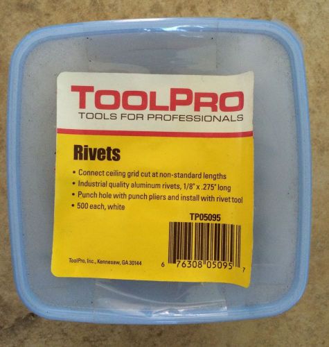 ToolPro Rivets Aluminum 1/8&#034; x .275&#034; long White 500 pack