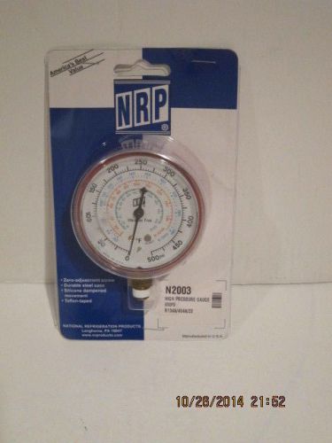 NRP,  N2003, High Side  PRESSURE GAUGE, R134a/R404A/R22, 0-500PSI, RED, F/SHIP!!