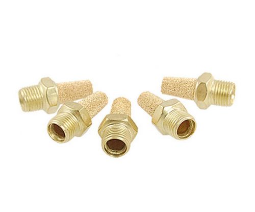 5 Pcs 9mm Thread Sintered Brass Pneumatic Filter Noise Silencer Muffler